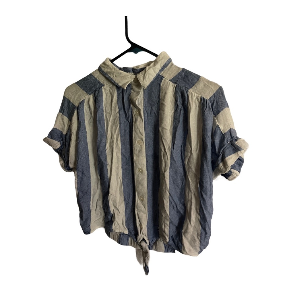 Sandy & Sid Blue White Striped Button Down Sz S